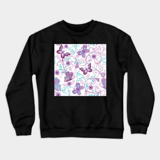 Lovely Purple Butterflies & Curlicues Crewneck Sweatshirt